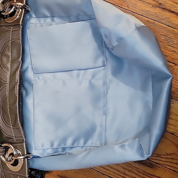 Coach LogoTote Pewter Color Career Everyday Casual - Picture 10 of 12